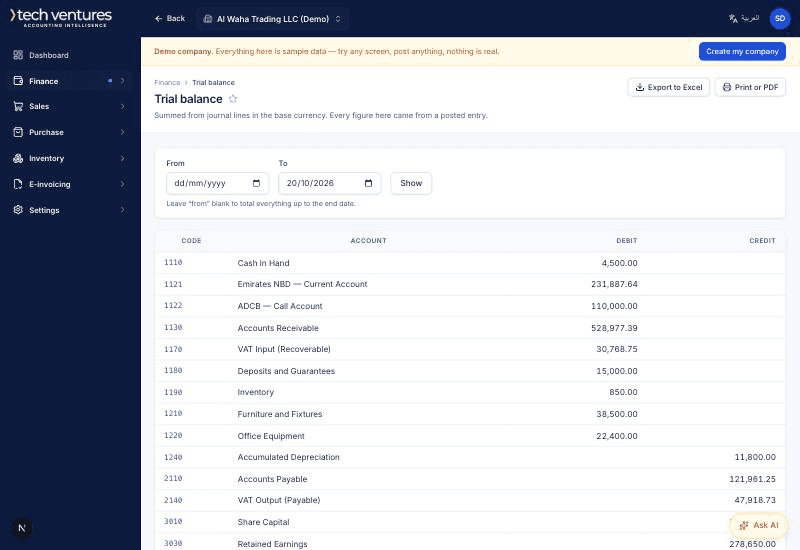 Accounting and the ledger in Accounting Intelligence